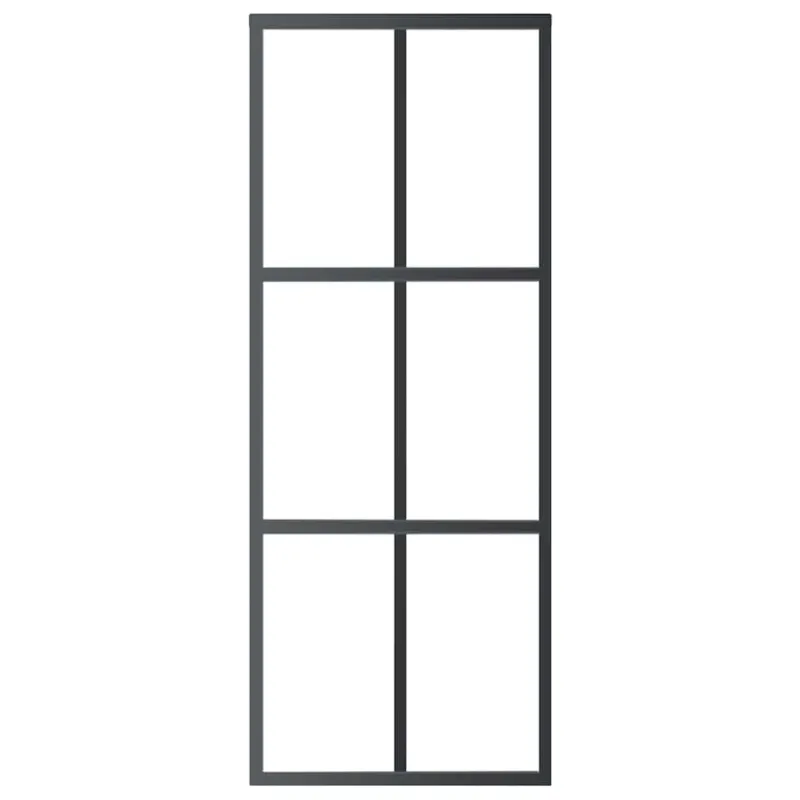 Stumdomos durys, juodos, 76x205cm, ESG stiklas ir aliuminis