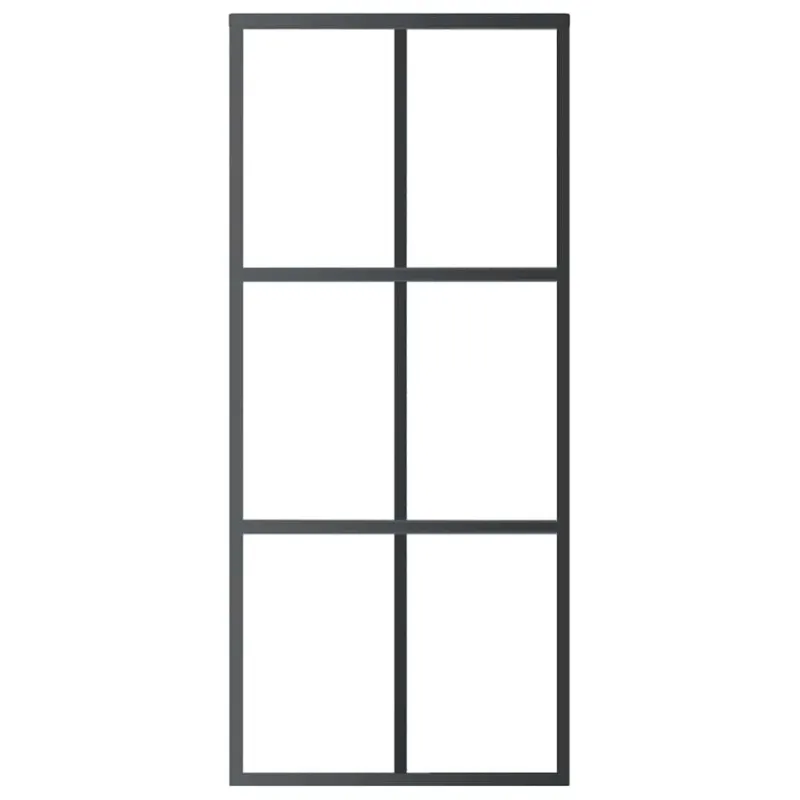 Stumdomos durys, juodos, 90x205cm, ESG stiklas ir aliuminis