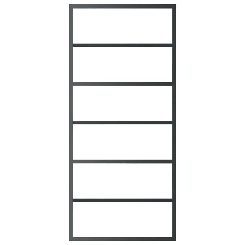 Stumdomos durys, juodos, 90x205cm, ESG stiklas ir aliuminis