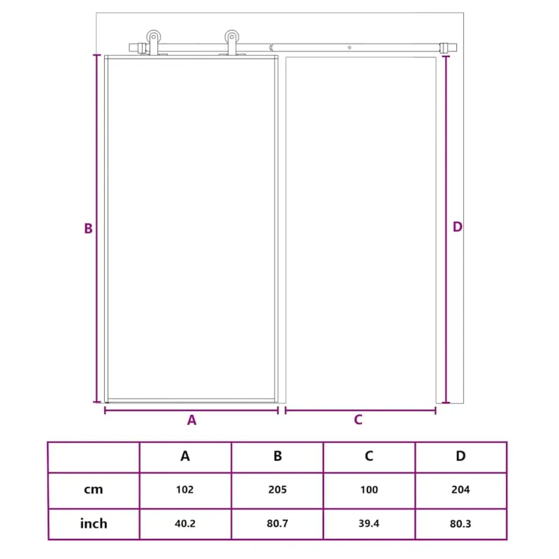 Stumdomos durys, juodos, 102x205cm, ESG stiklas ir aliuminis