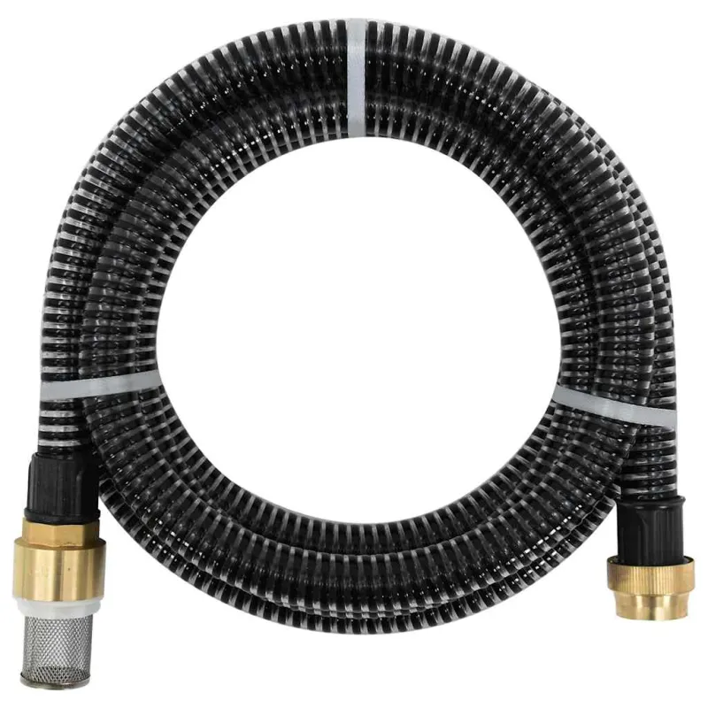 Siurbimo žarna su žalvarinėmis jungtimis, juoda, 1,1", 15m, PVC