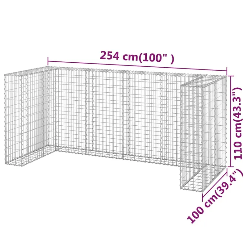 Gabiono siena konteineriams, 254x100x110cm, plienas