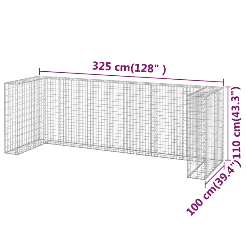 Gabiono siena konteineriams, 325x100x110cm, plienas