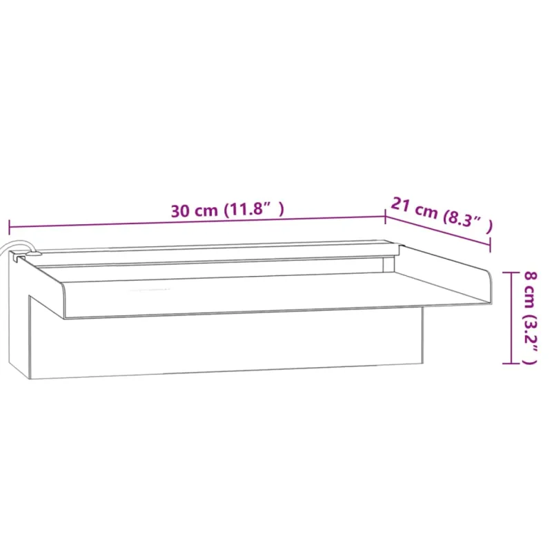 Krioklys su įvairių spalvų LED lemputėmis, 30cm, plienas