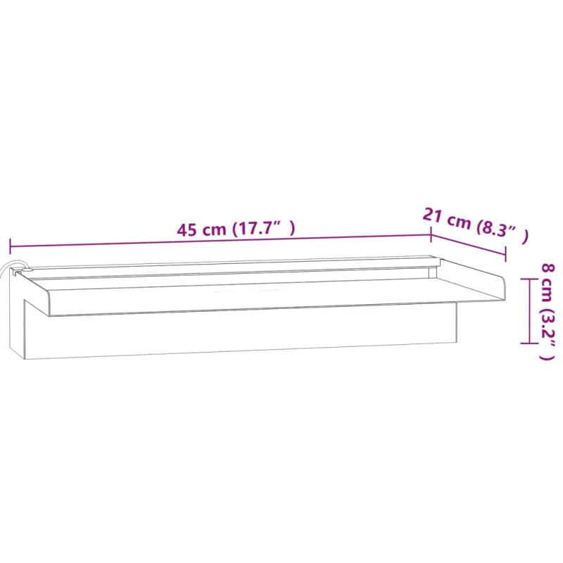 Krioklys su įvairių spalvų LED lemputėmis, 45cm, plienas