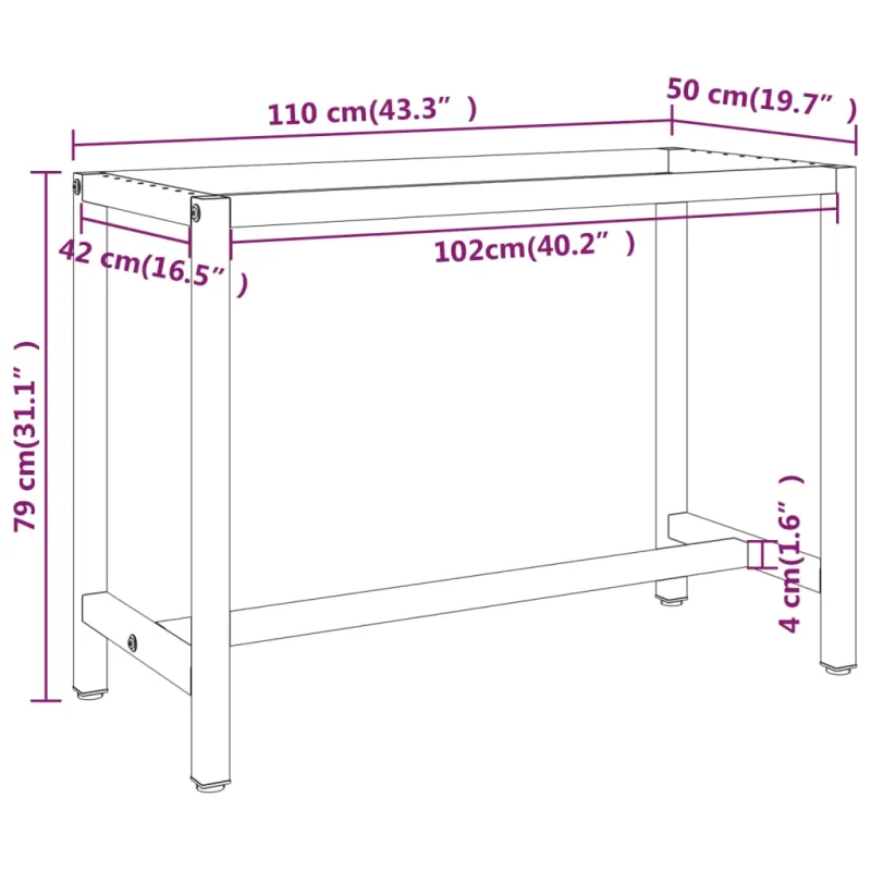 Darbastalio rėmas, juodas ir raudonas, 110x50x79cm, metalas