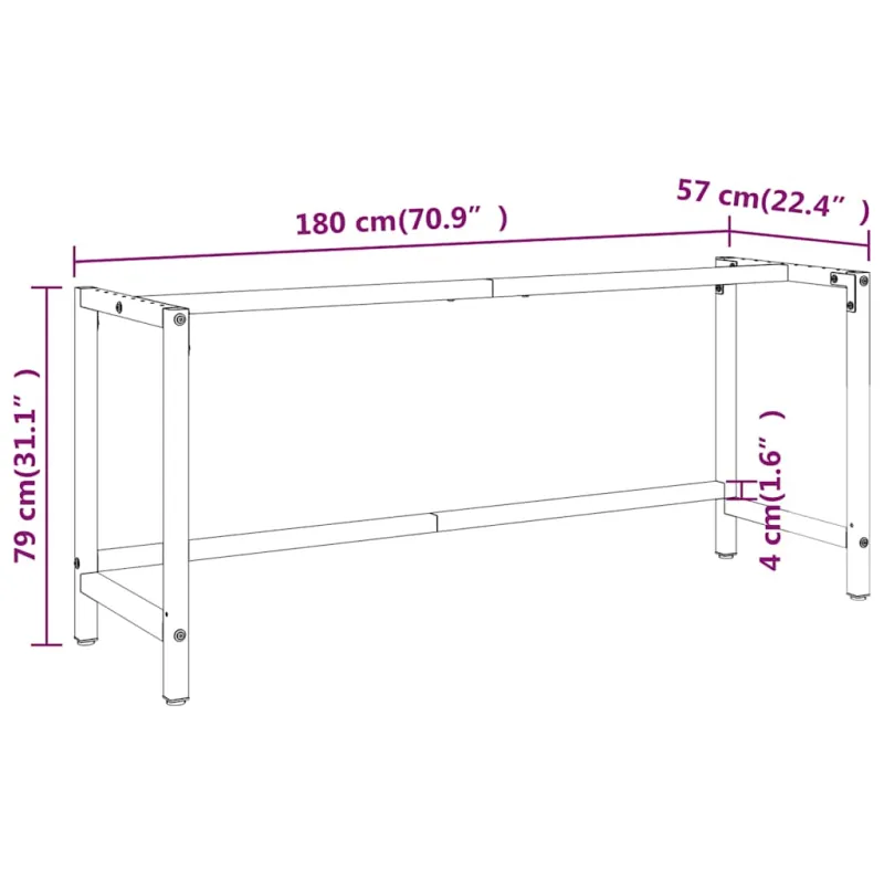 Darbastalio rėmas, juodas ir raudonas, 180x57x79cm, metalas