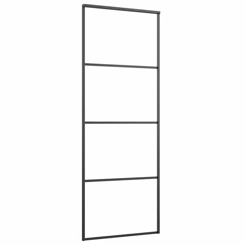 Stumdomos durys, juodos, 76x205cm, ESG stiklas ir aliuminis