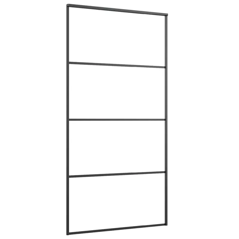 Stumdomos durys, juodos, 102,5x205cm, ESG stiklas ir aliuminis
