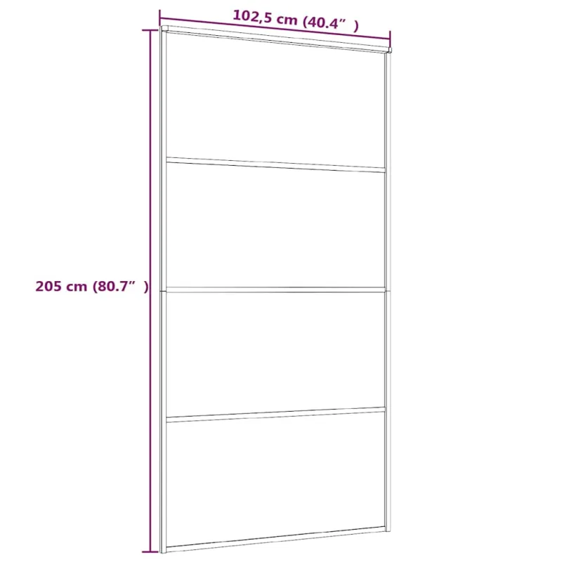 Stumdomos durys, juodos, 102,5x205cm, ESG stiklas ir aliuminis