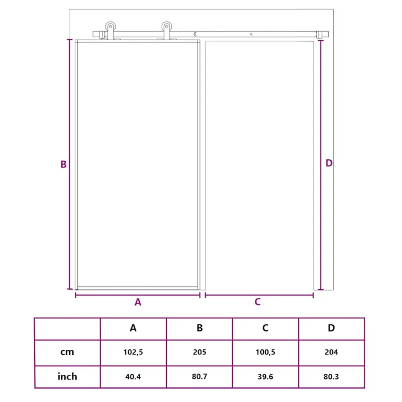 Stumdomos durys, juodos, 102,5x205cm, ESG stiklas ir aliuminis