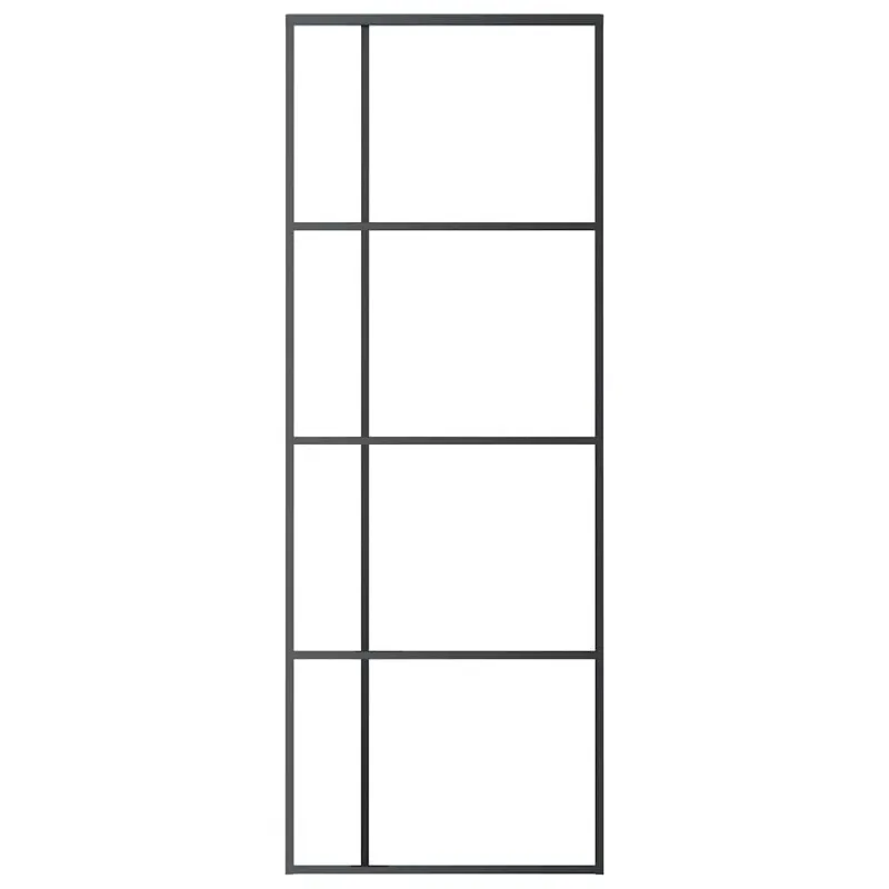 Stumdomos durys, juodos, 76x205cm, ESG stiklas ir aliuminis