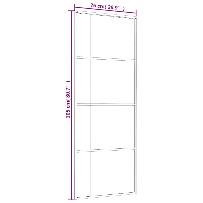 Stumdomos durys, juodos, 76x205cm, ESG stiklas ir aliuminis