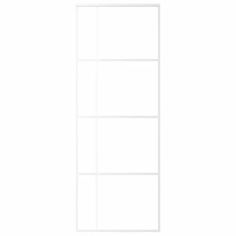 Stumdomos durys, baltos, 76x205cm, ESG stiklas ir aliuminis