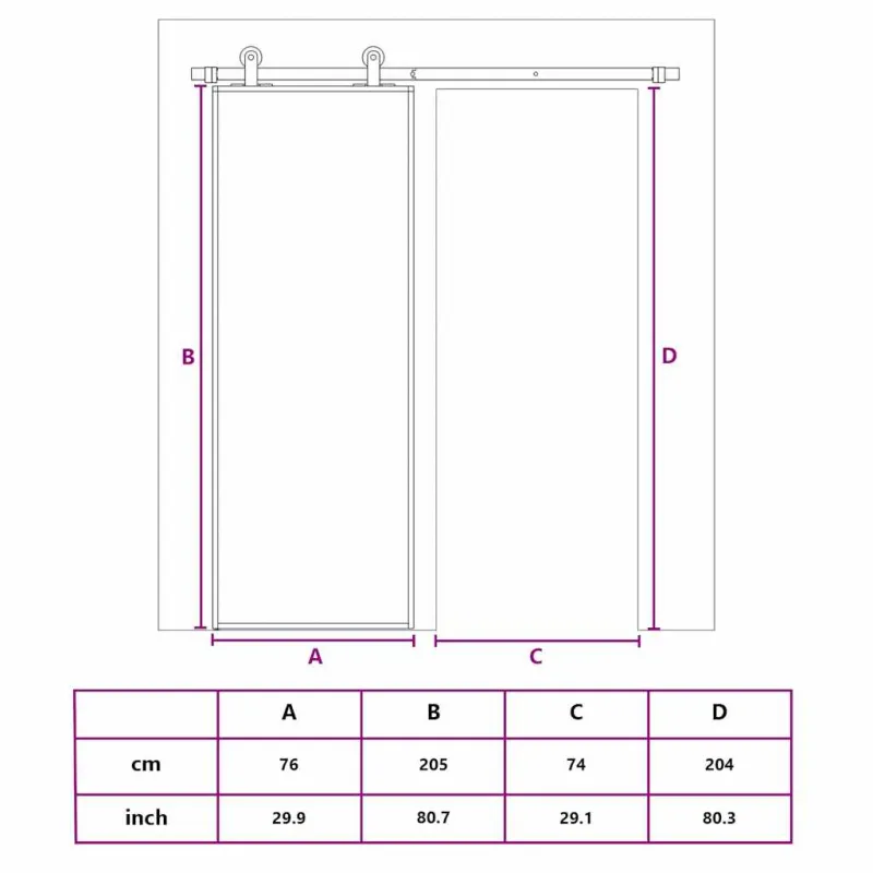Stumdomos durys, baltos, 76x205cm, ESG stiklas ir aliuminis