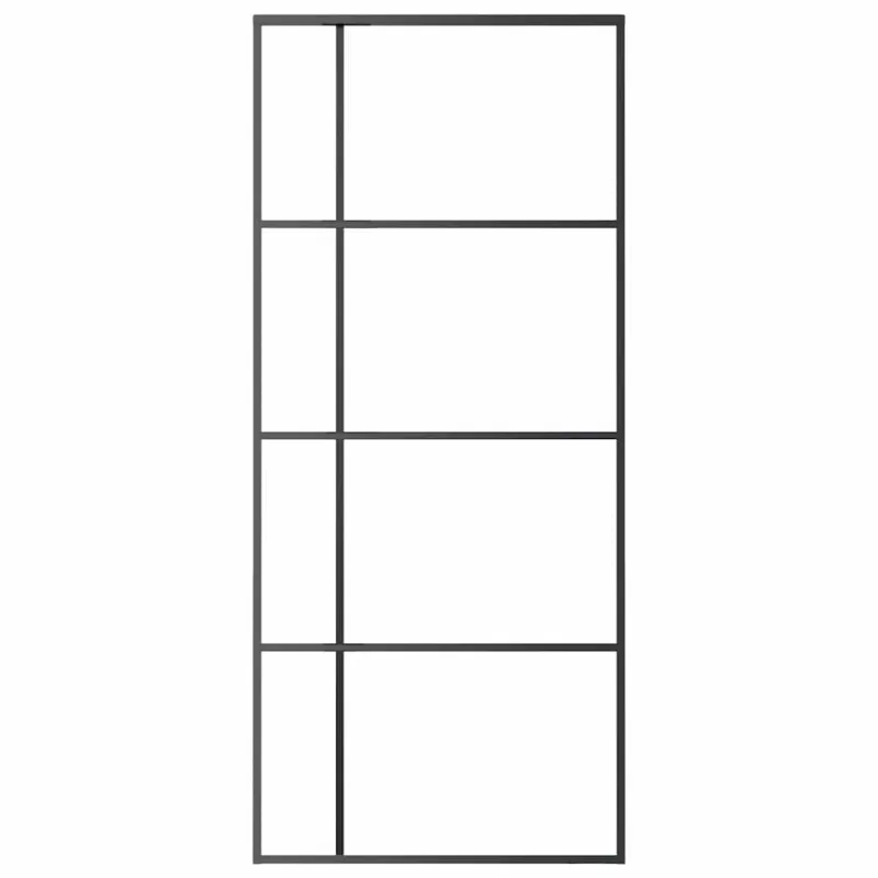 Stumdomos durys, juodos, 90x205cm, ESG stiklas ir aliuminis