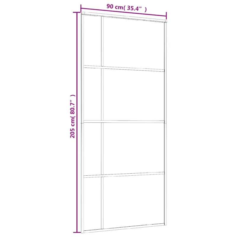Stumdomos durys, juodos, 90x205cm, ESG stiklas ir aliuminis