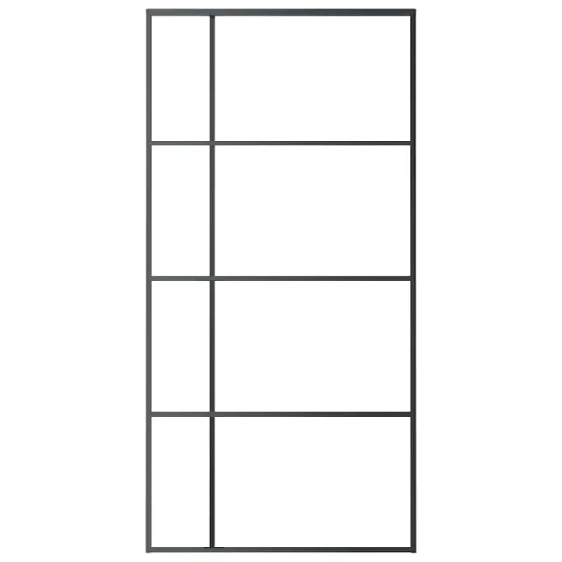Stumdomos durys, juodos, 102,5x205cm, ESG stiklas ir aliuminis