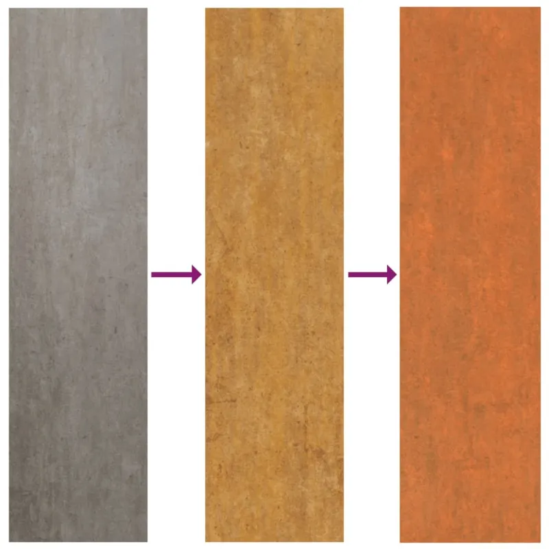 Stogo plokštės, 12vnt., rūdžių, 100x44cm, Corten plienas