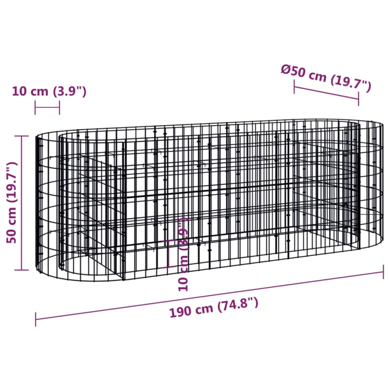 Gabiono lovelis, 190x50x50cm, galvanizuota geležis, aukštas