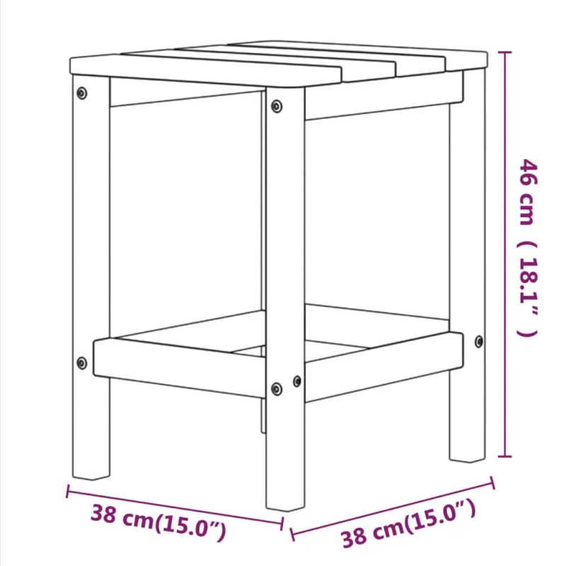 Sodo Adirondack-pöytä, antrasiitin väri, 38x38x46cm, HDPE