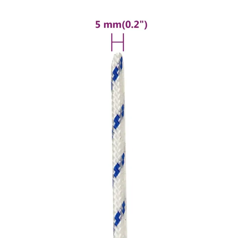Valties virvė, baltos spalvos, 5mm, 100m, polipropilenas