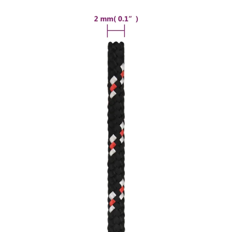 Valties virvė, juodos spalvos, 2mm, 100m, polipropilenas