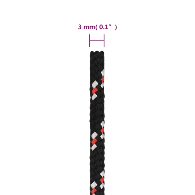 Valties virvė, juodos spalvos, 3mm, 50m, polipropilenas