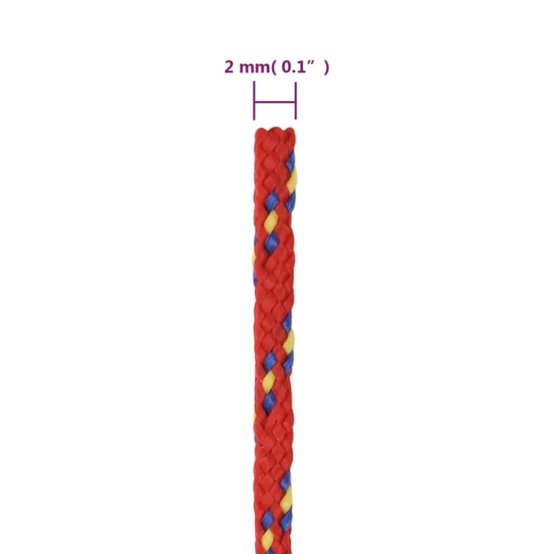 Valties virvė, raudonos spalvos, 2mm, 250m, polipropilenas