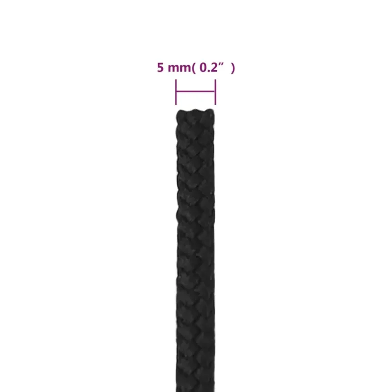 Valties virvė, visiškai juoda, 5mm, 100m, polipropilenas