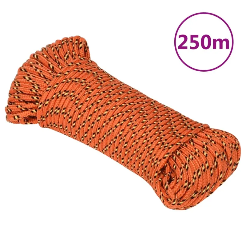 Valties virvė, oranžinės spalvos, 3mm, 250m, polipropilenas