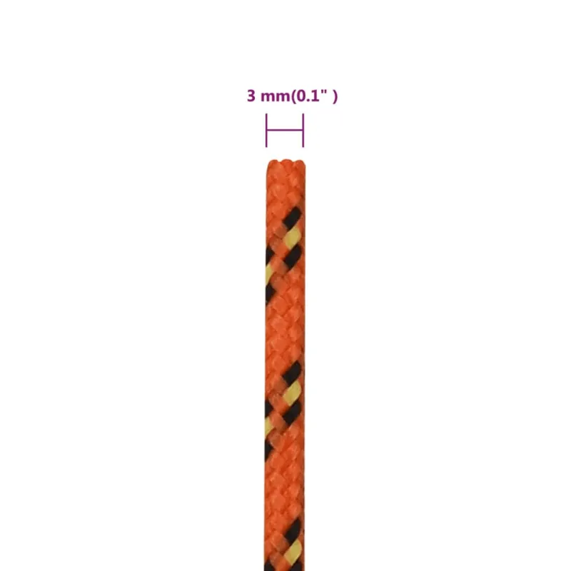 Valties virvė, oranžinės spalvos, 3mm, 500m, polipropilenas