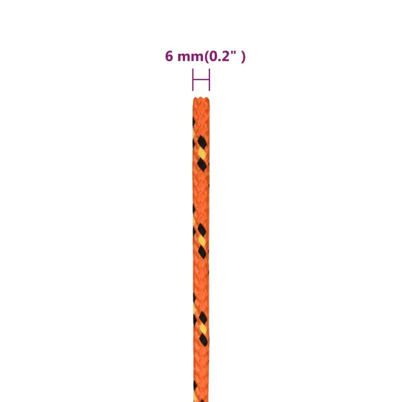 Valties virvė, oranžinės spalvos, 6mm, 100m, polipropilenas