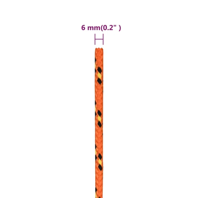 Valties virvė, oranžinės spalvos, 6mm, 250m, polipropilenas