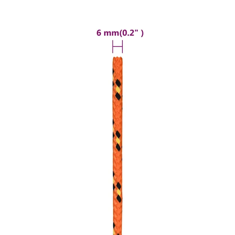 Valties virvė, oranžinės spalvos, 6mm, 500m, polipropilenas