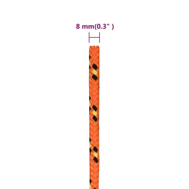 Valties virvė, oranžinės spalvos, 8mm, 50m, polipropilenas