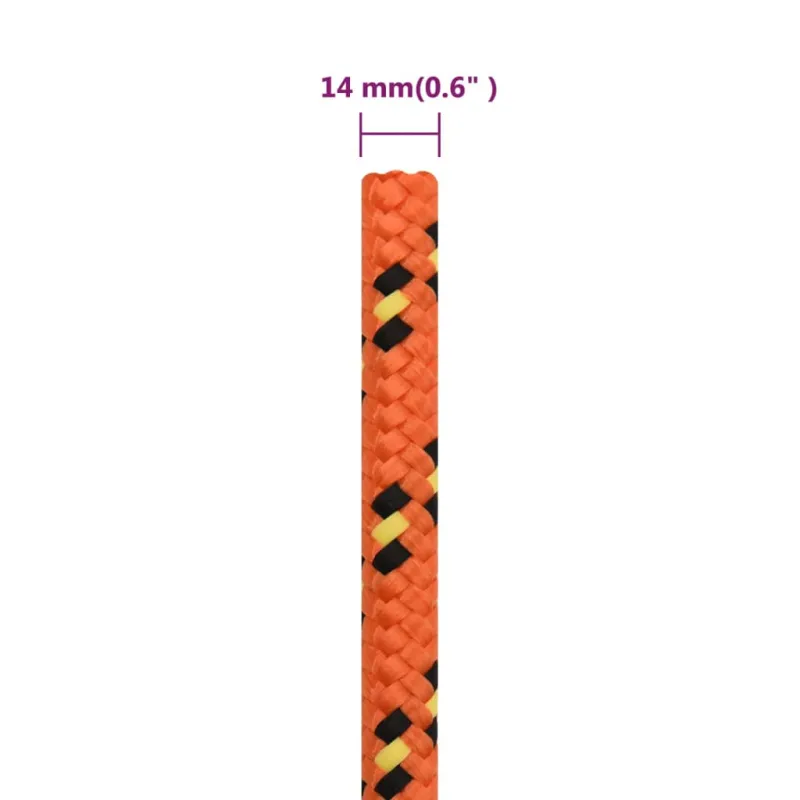 Valties virvė, oranžinės spalvos, 14mm, 50m, polipropilenas