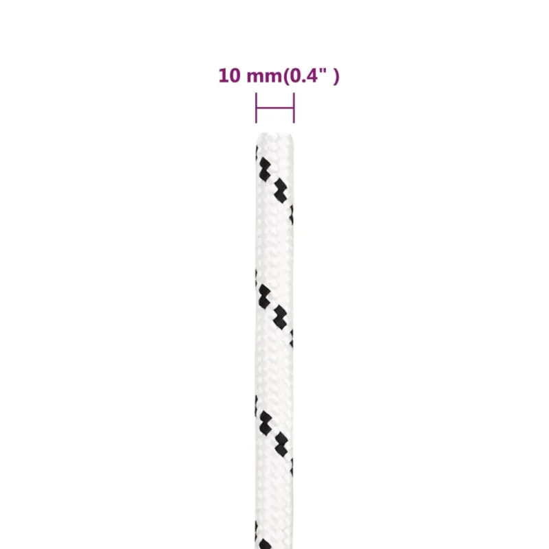 Pinta valties virvė, baltos spalvos, 10mmx25m, poliesteris