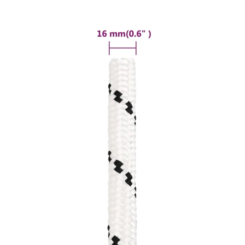 Pinta valties virvė, baltos spalvos, 16mmx25m, poliesteris