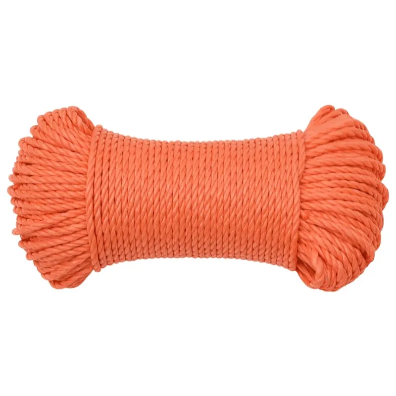 Darbo virvė, oranžinės spalvos, 6mm, 250m, polipropilenas