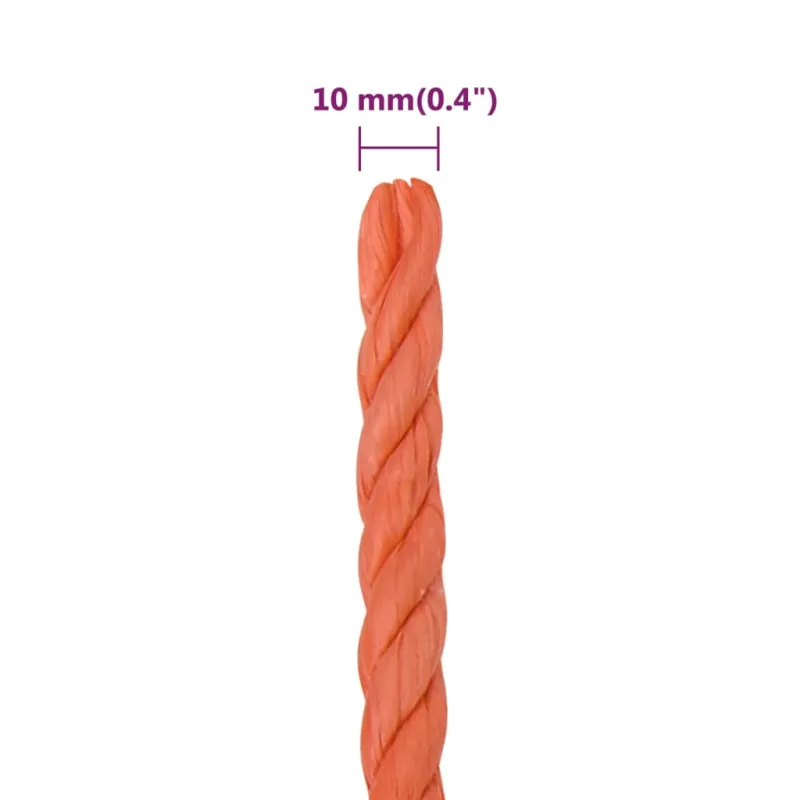 Darbo virvė, oranžinės spalvos, 10mm, 25m, polipropilenas
