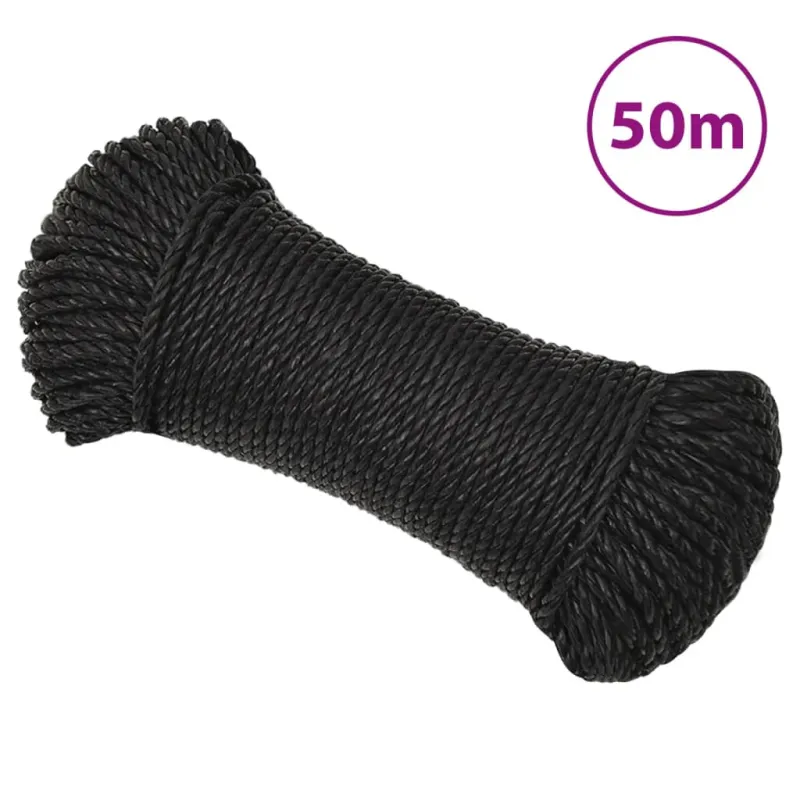 Darbo virvė, juodos spalvos, 3mm, 50m, polipropilenas