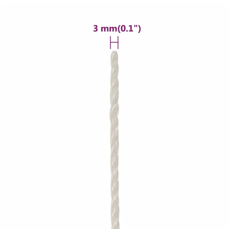 Darbo virvė, baltos spalvos, 3mm, 25m, polipropilenas