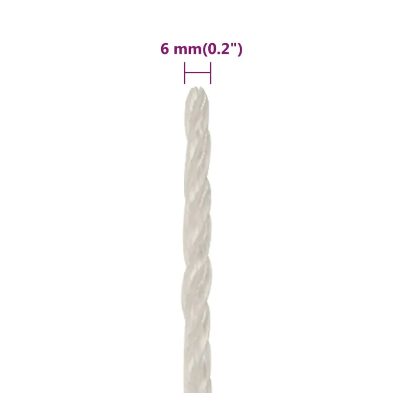 Darbo virvė, baltos spalvos, 6mm, 50m, polipropilenas