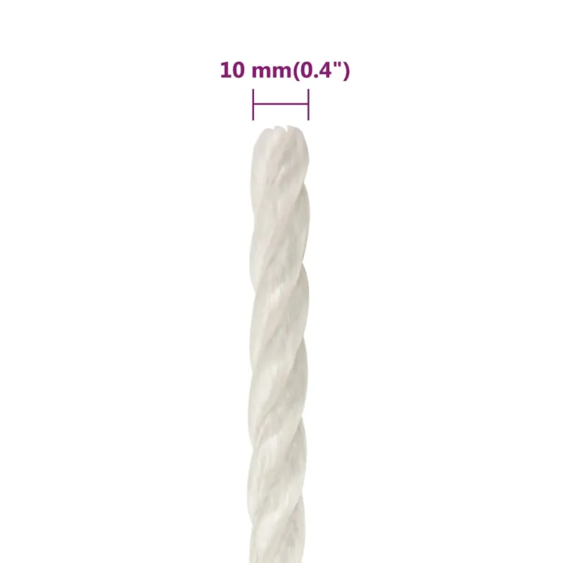 Darbo virvė, baltos spalvos, 10mm, 25m, polipropilenas