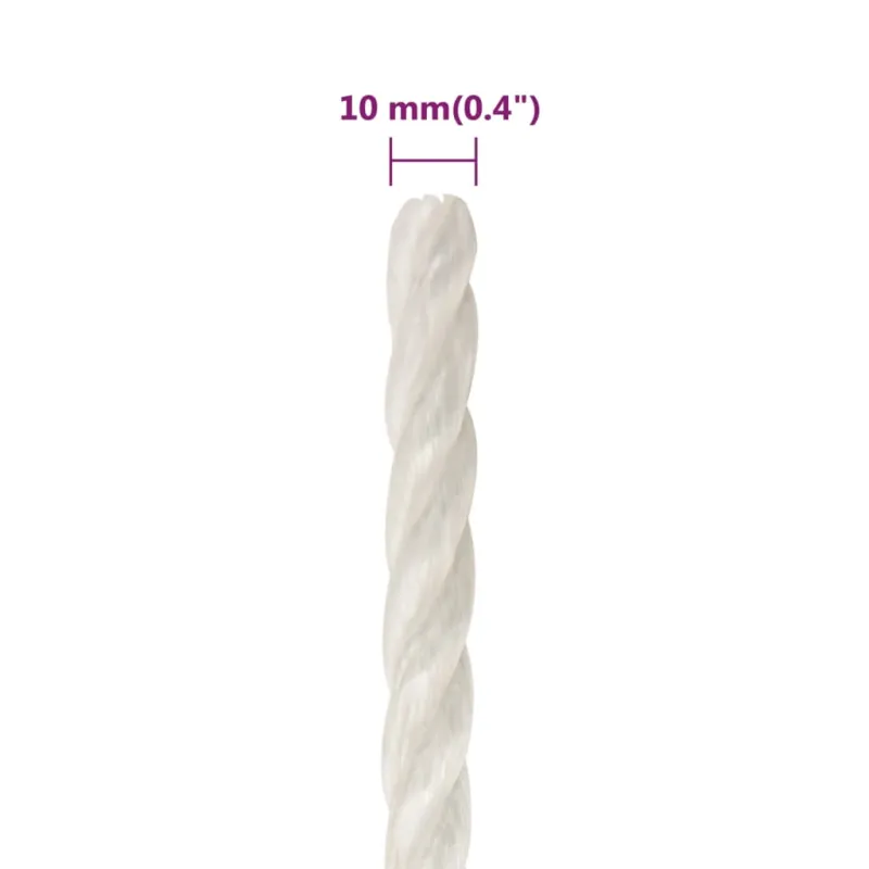 Darbo virvė, baltos spalvos, 10mm, 250m, polipropilenas