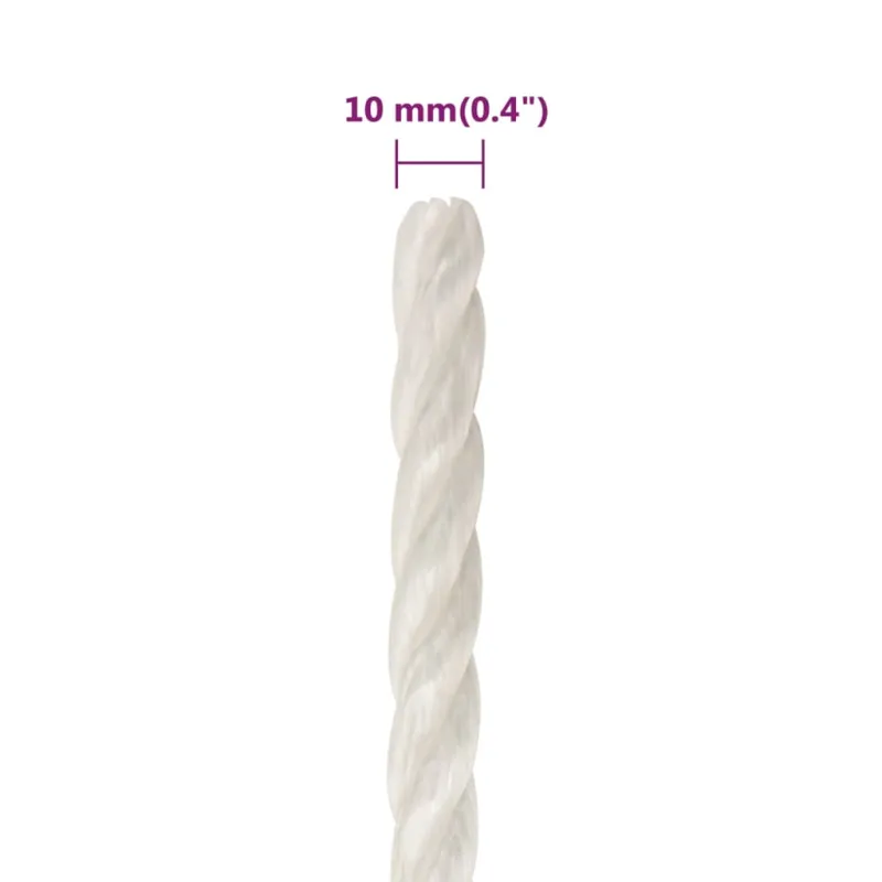 Darbo virvė, baltos spalvos, 10mm, 500m, polipropilenas