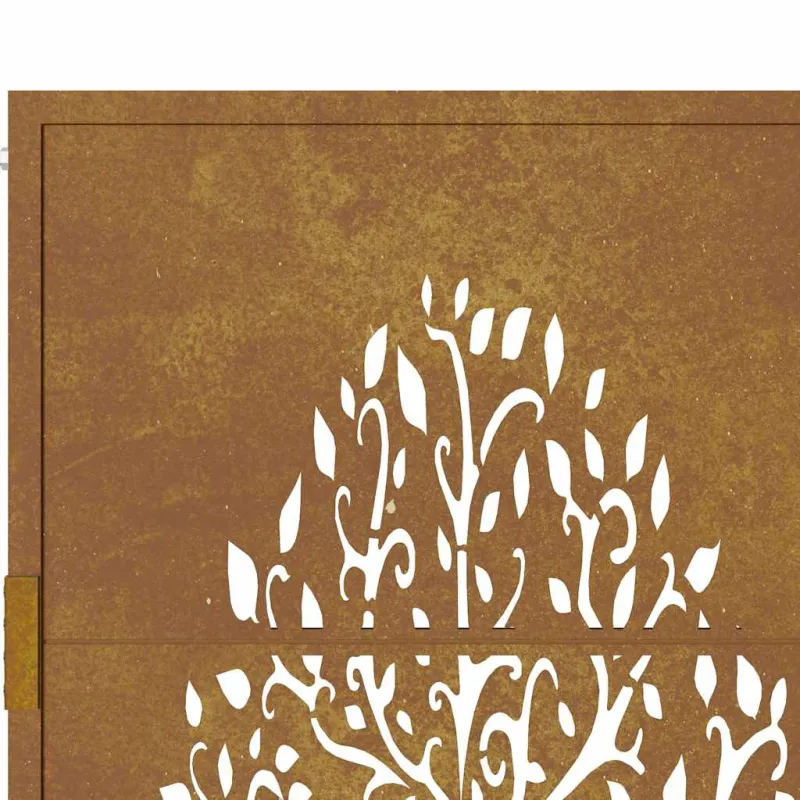 Sodo vartai, 100x100 cm, Corten plienas, medžio raštas