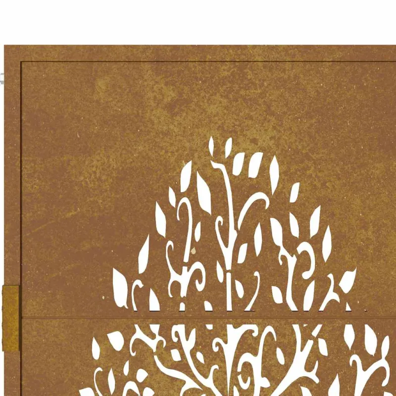 Sodo vartai, 100x125 cm, Corten plienas, medžio raštas