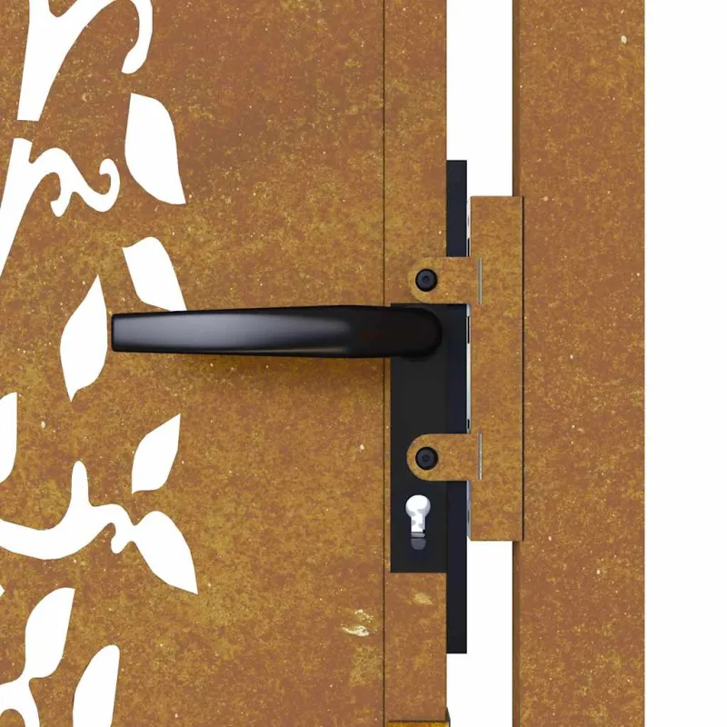 Sodo vartai, 100x150 cm, Corten plienas, medžio raštas